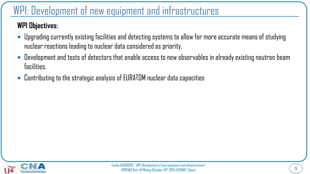 wp1 development of new equipment
