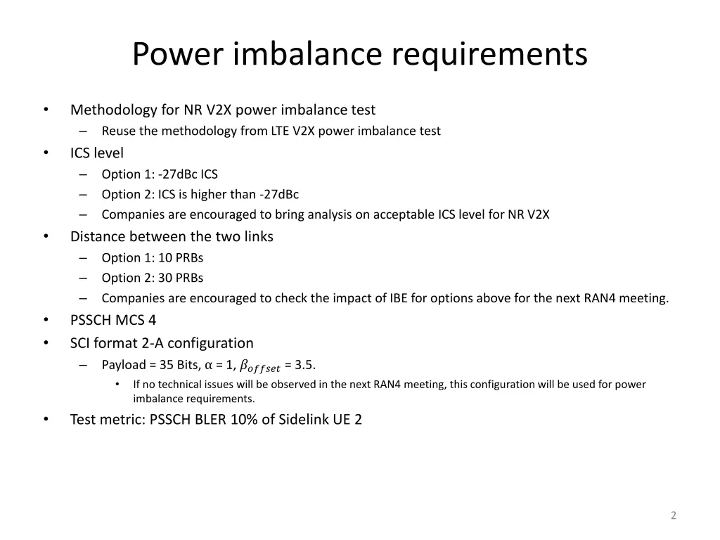 power imbalance requirements
