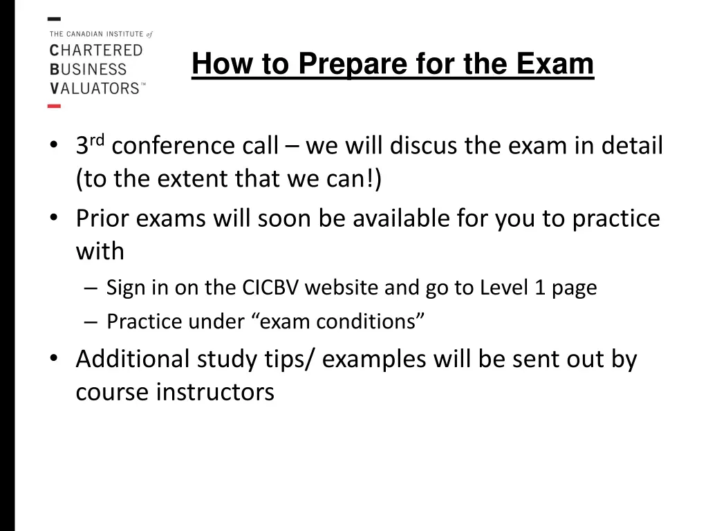 how to prepare for the exam 1