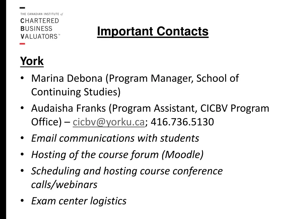 important contacts