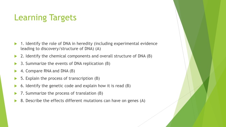 learning targets