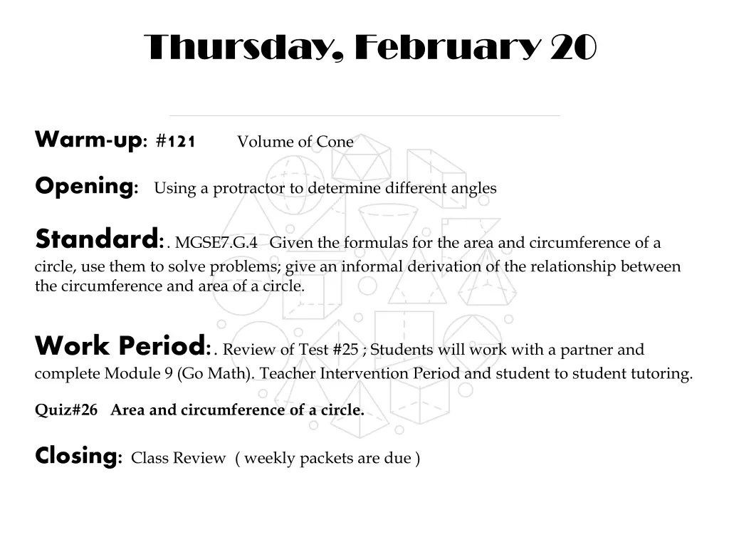 thursday february 20