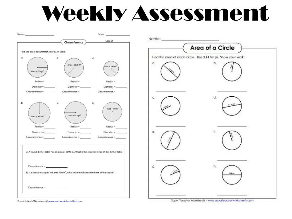 weekly assessment