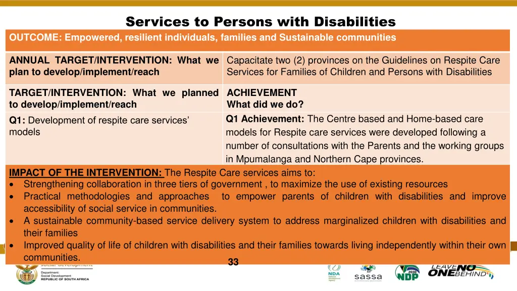 services to persons with disabilities outcome