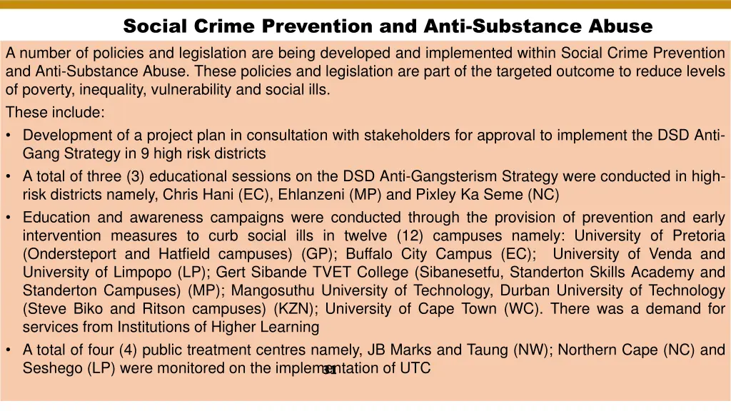 social crime prevention and anti substance abuse