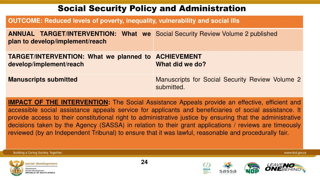 social security policy and administration outcome