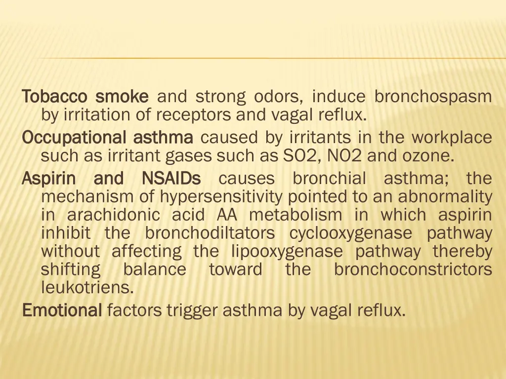 tobacco tobacco smoke by irritation of receptors