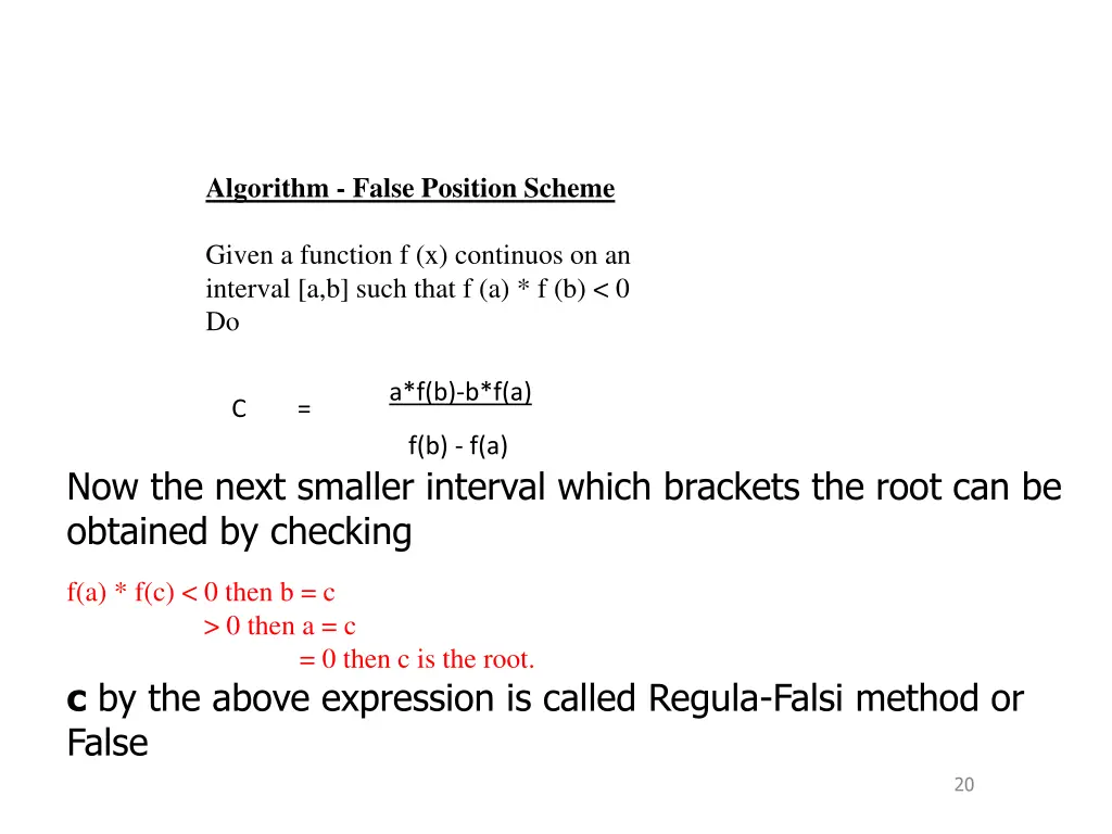 algorithm false position scheme