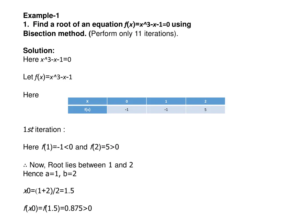 example 1 1 find a root of an equation
