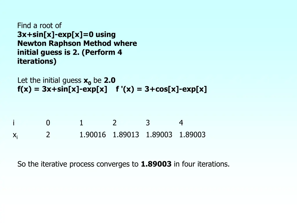 find a root of 3x sin x exp x 0 using newton