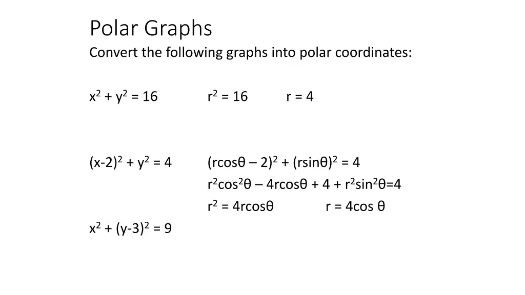 polar graphs convert the following graphs into 2