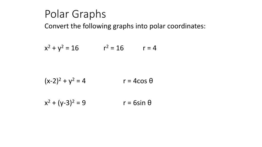 polar graphs convert the following graphs into 3