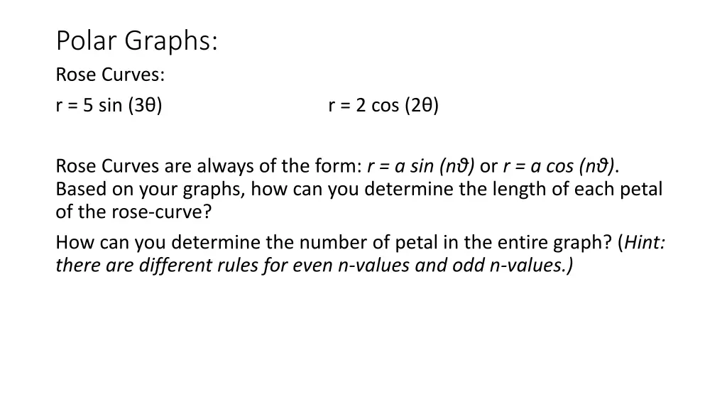 polar graphs rose curves r 5 sin 3