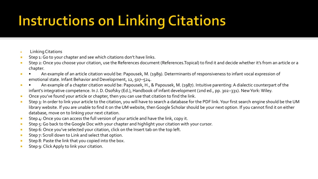 linking citations step 1 go to your chapter