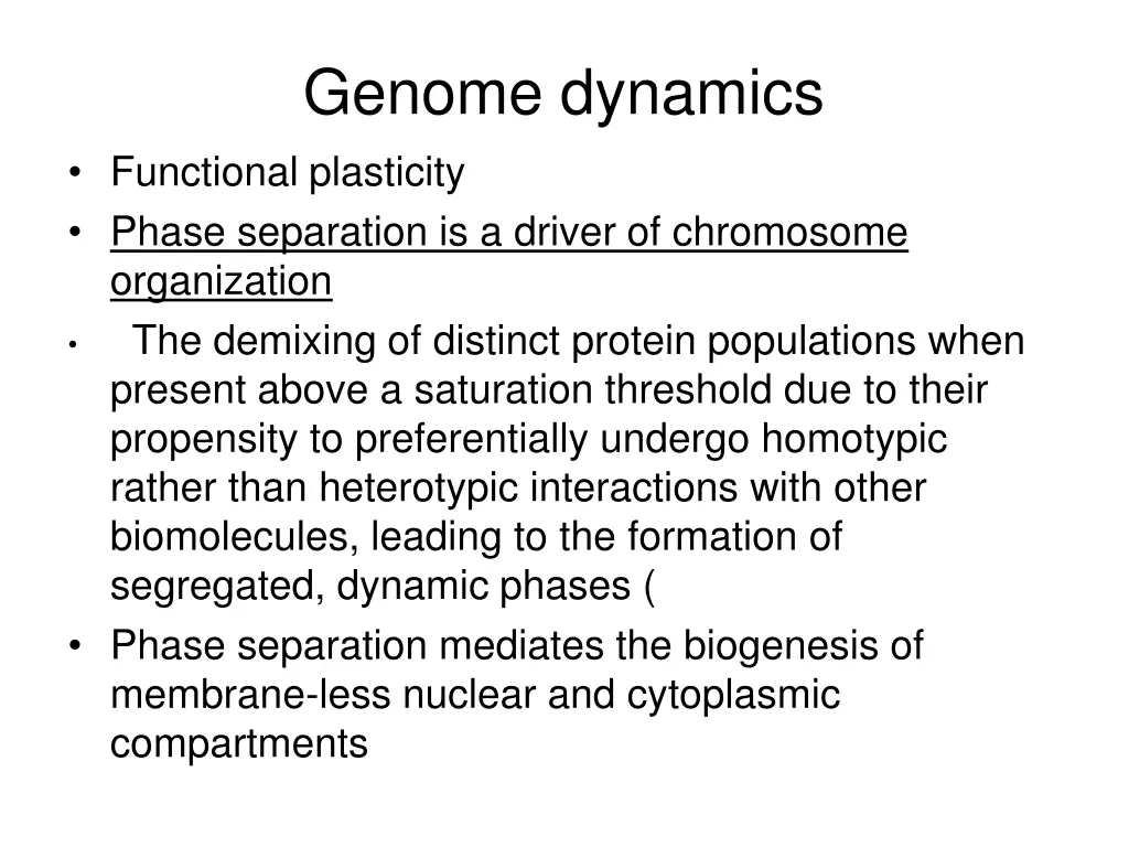 genome dynamics functional plasticity phase