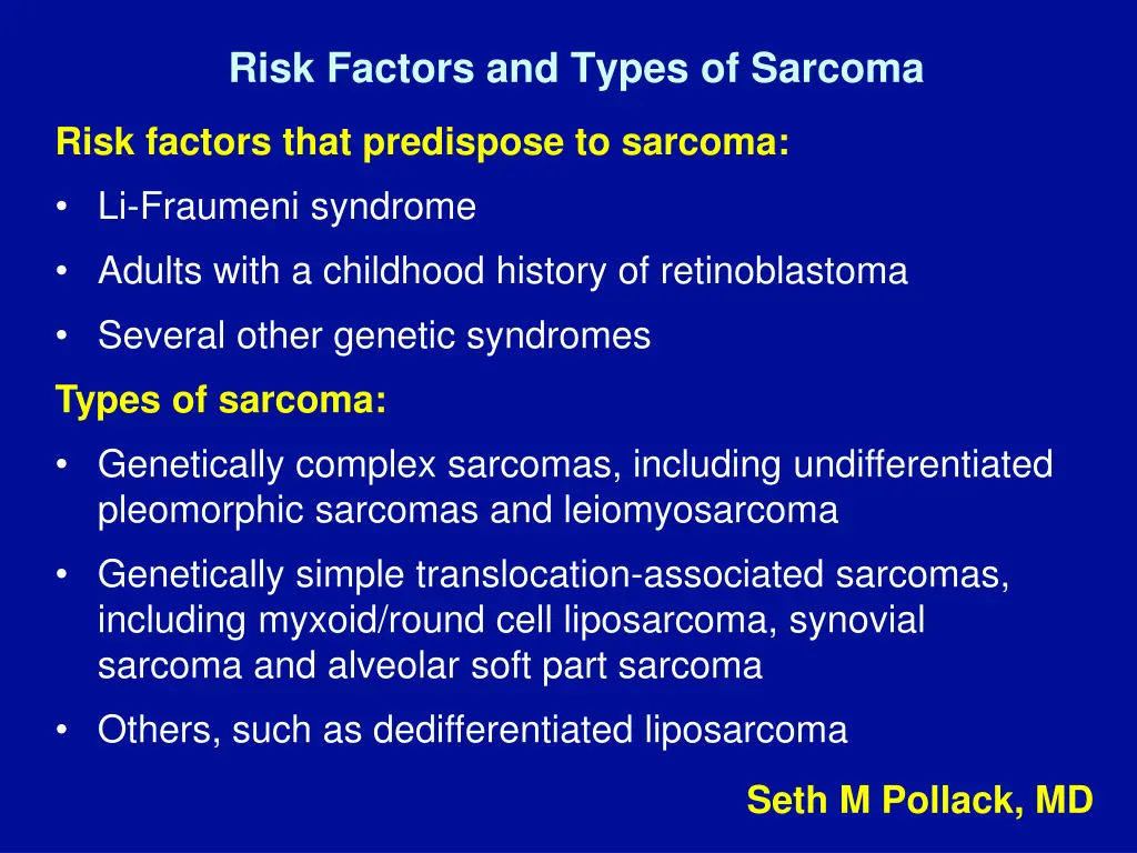 risk factors and types of sarcoma