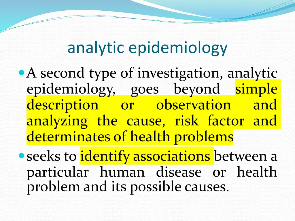 analytic epidemiology