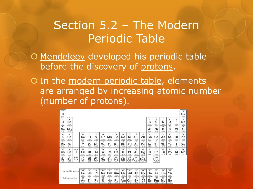 section 5 2 the modern periodic table