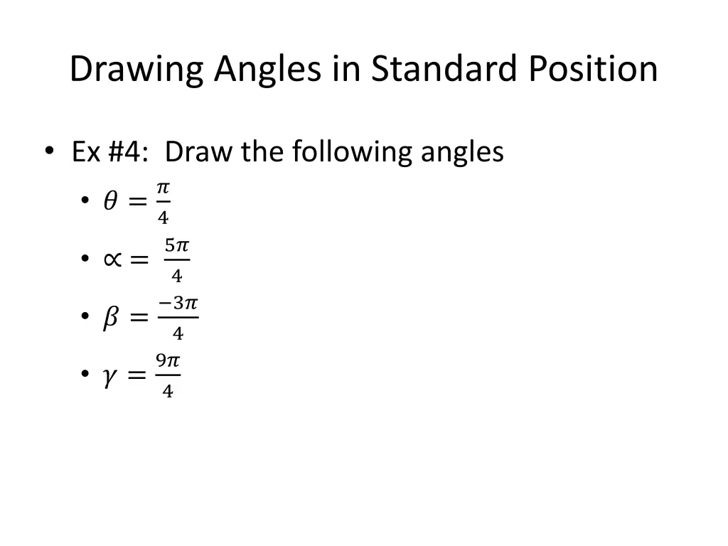 drawing angles in standard position