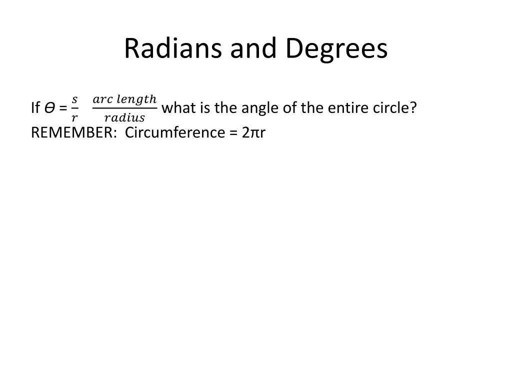radians and degrees