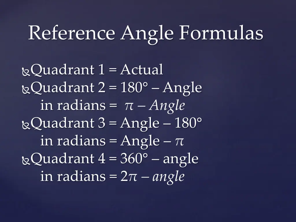 reference angle formulas