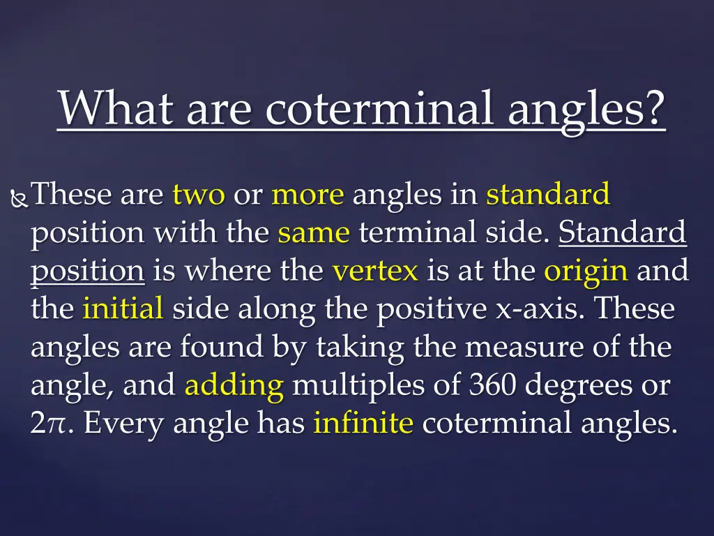 what are coterminal angles