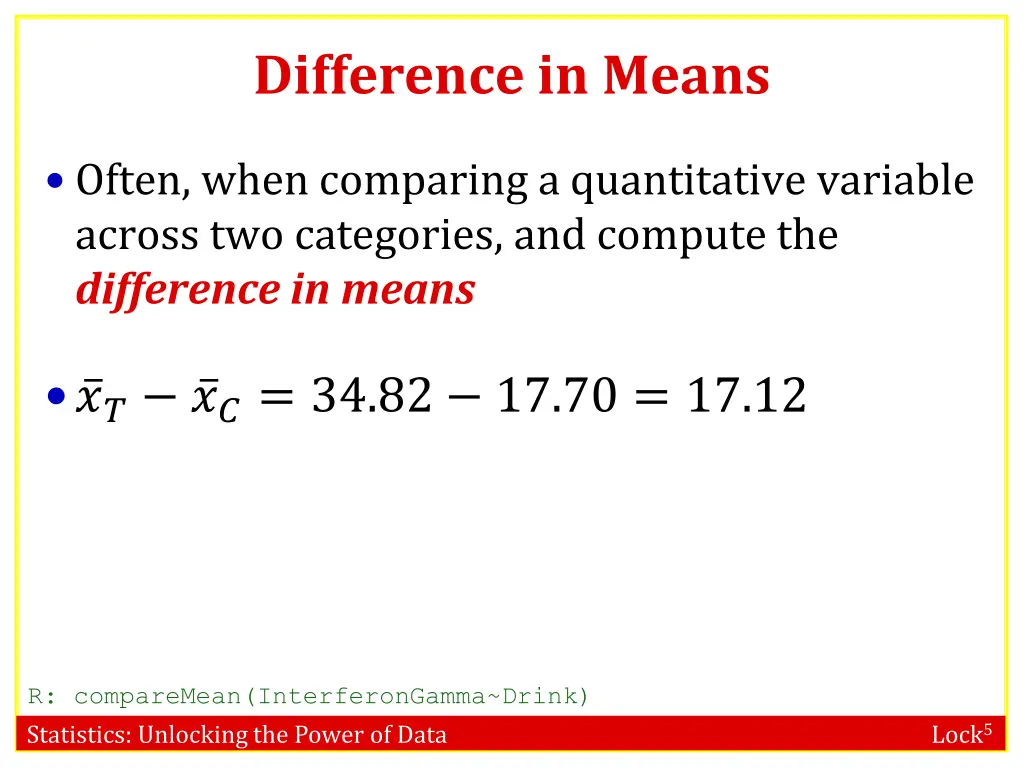 difference in means