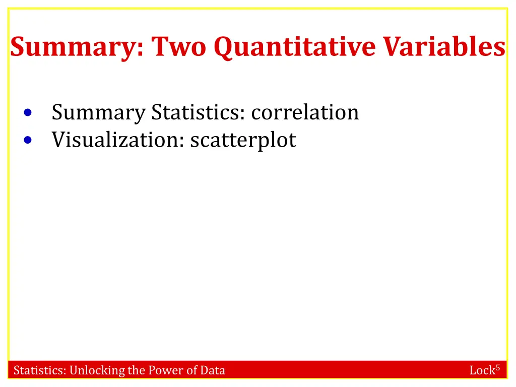 summary two quantitative variables