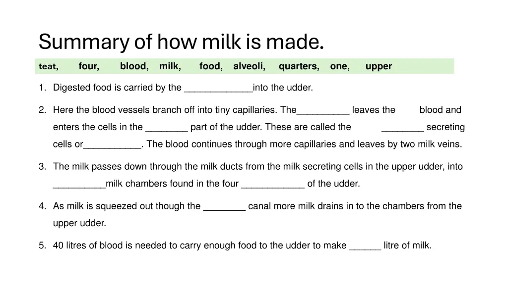 summary of how milk is made
