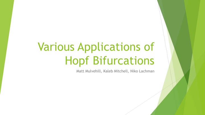 various applications of hopf bifurcations matt