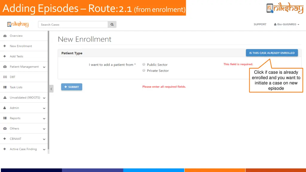 adding episodes route 2 1 from enrolment