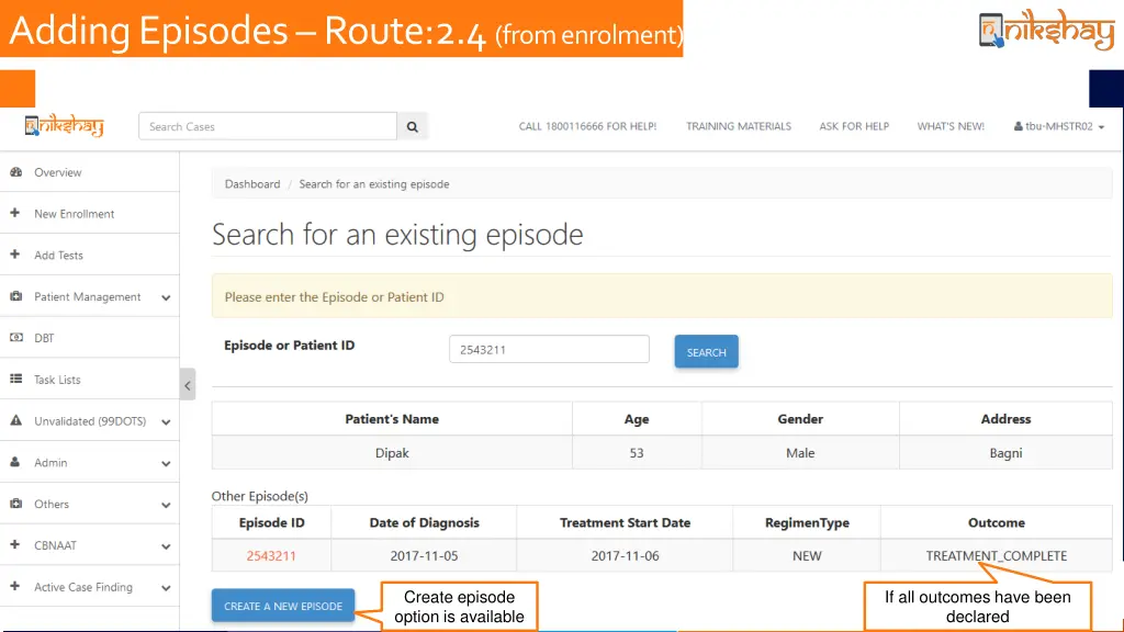 adding episodes route 2 4 from enrolment