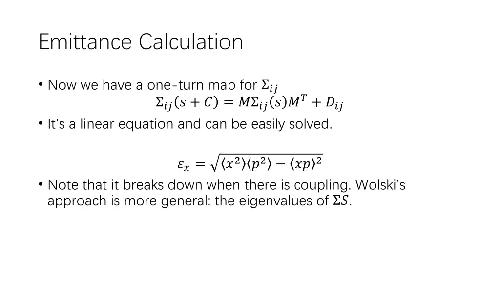 emittance calculation