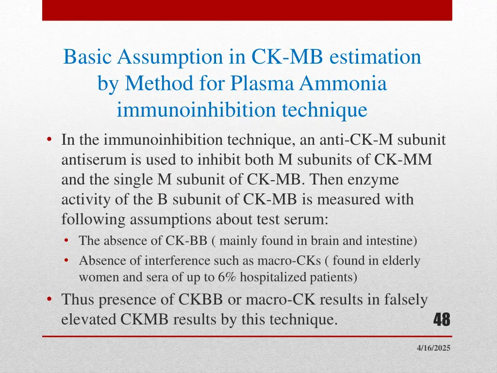 basic assumption in ck mb estimation by method