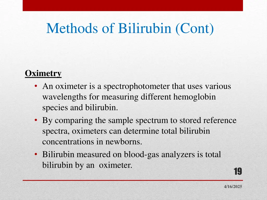 methods of bilirubin cont
