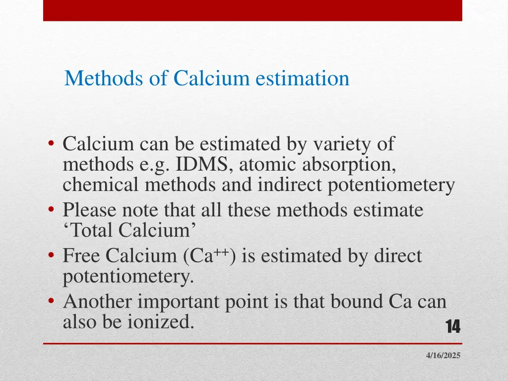 methods of calcium estimation