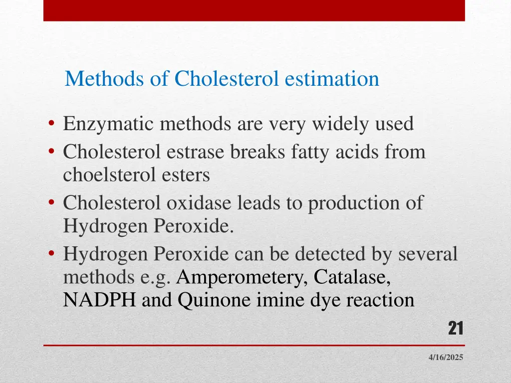 methods of cholesterol estimation