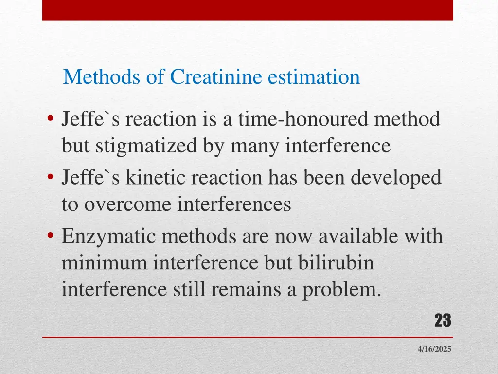 methods of creatinine estimation