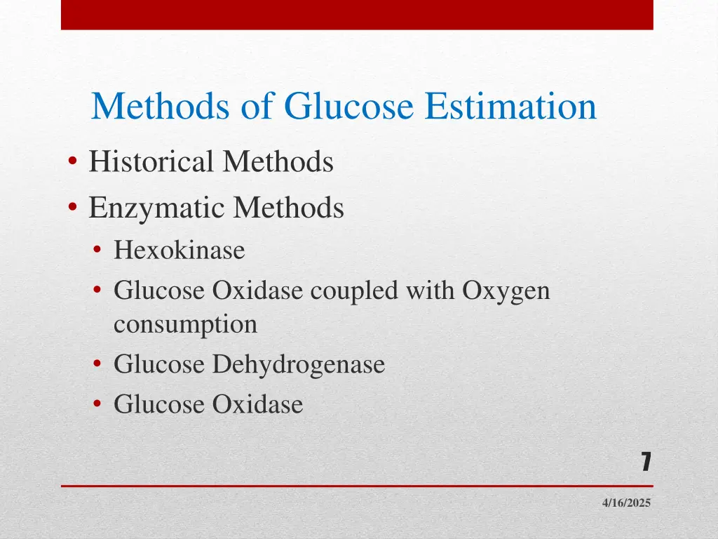 methods of glucose estimation historical methods