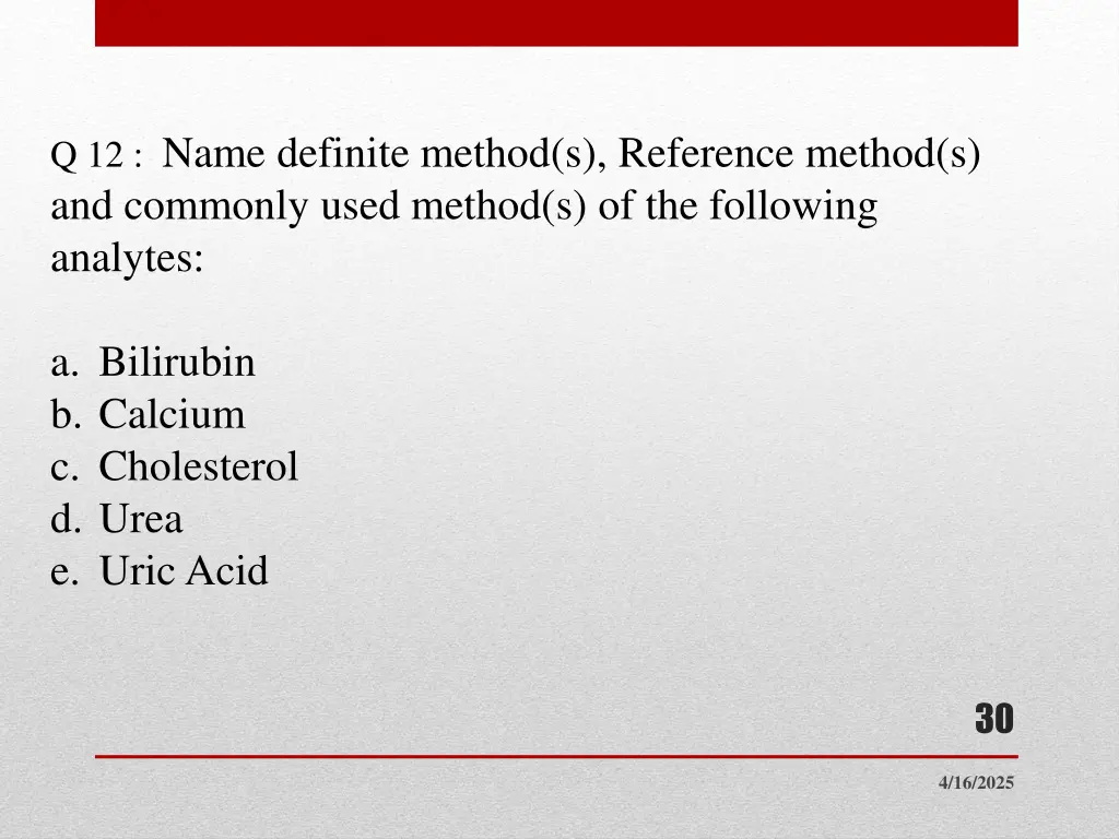 q 12 name definite method s reference method