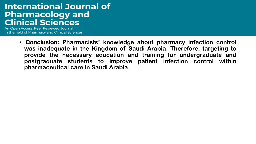 conclusion conclusion pharmacists knowledge about