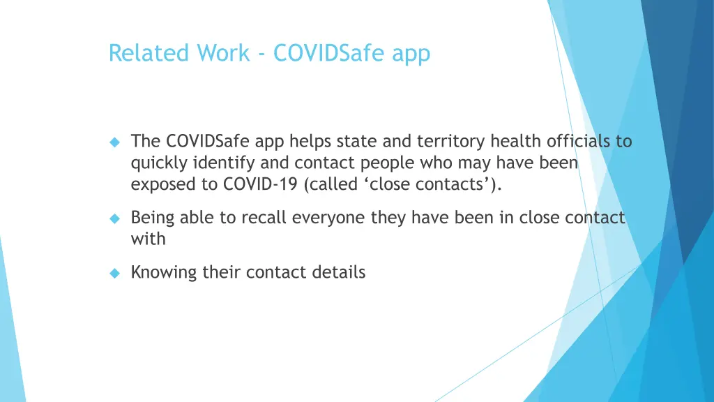 related work covidsafe app