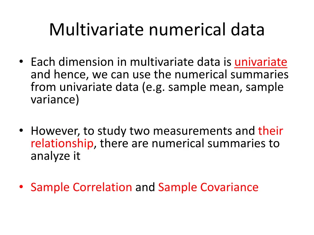 multivariate numerical data