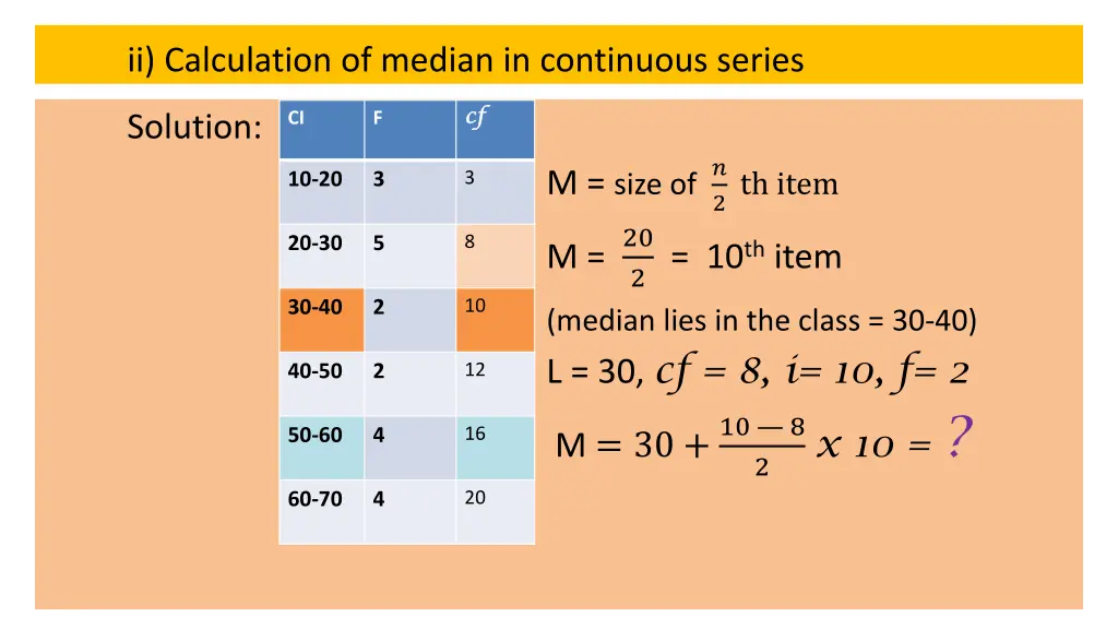 ii calculation of median in continuous series