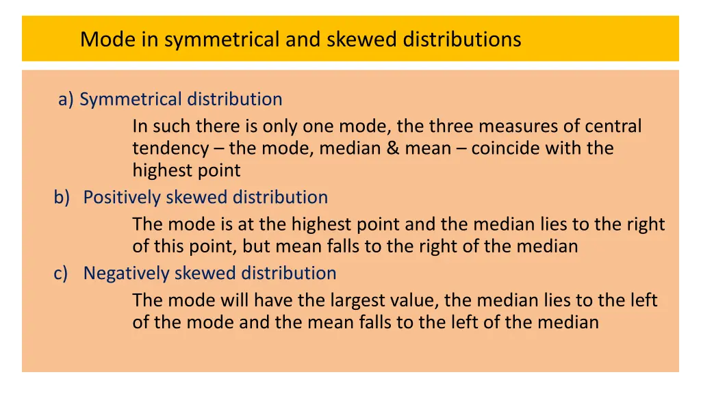 mode in symmetrical and skewed distributions 1