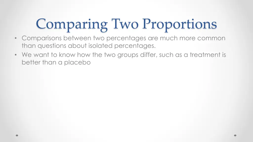 comparing two proportions comparisons between