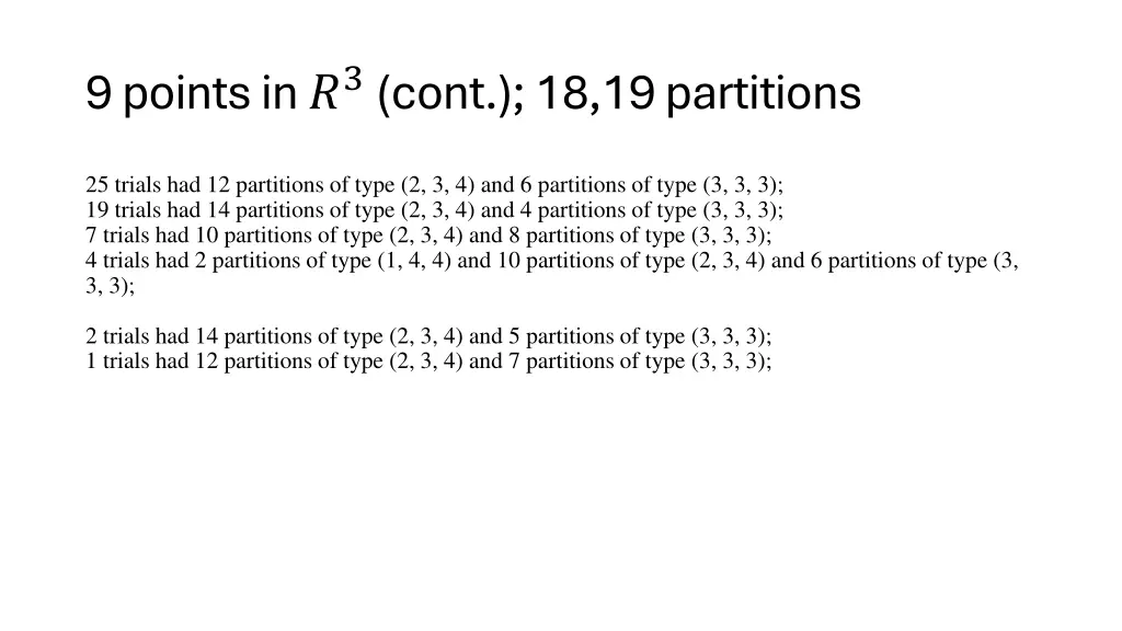 9 points in 3 cont 18 19 partitions