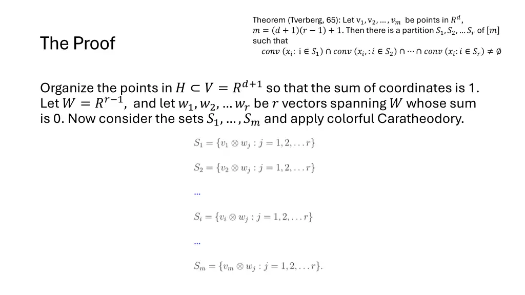 theorem tverberg 65 let v 1 v 2 be points
