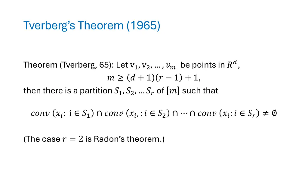 tverberg s theorem 1965