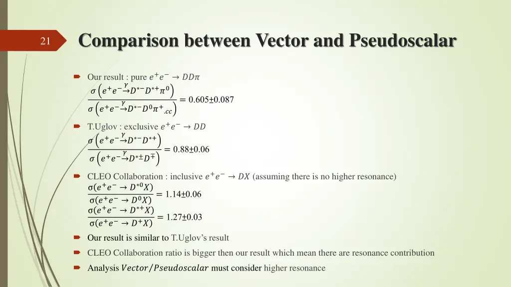 comparison between vector and pseudoscalar 1